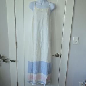 C&C California Maxi Dress in White with Pastel Stripes